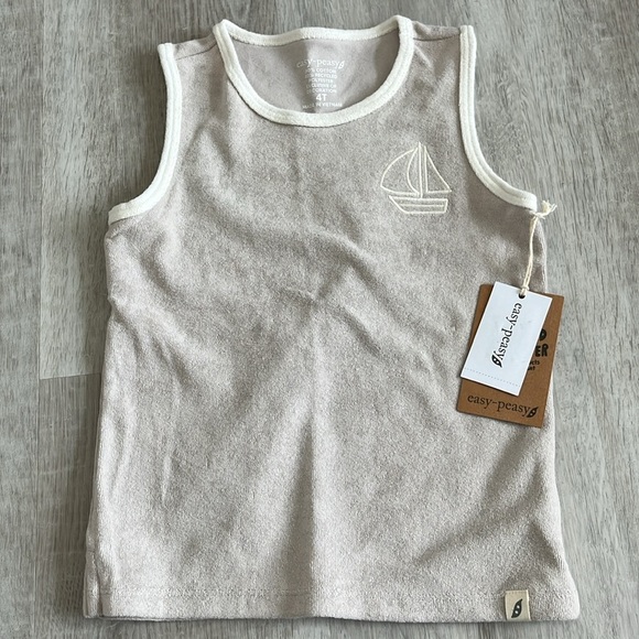 Easy Peasy NWT Sailboat Terrycloth Beige Tank‎ & Shorts Matching Set Kids 4T - Picture 3 of 7